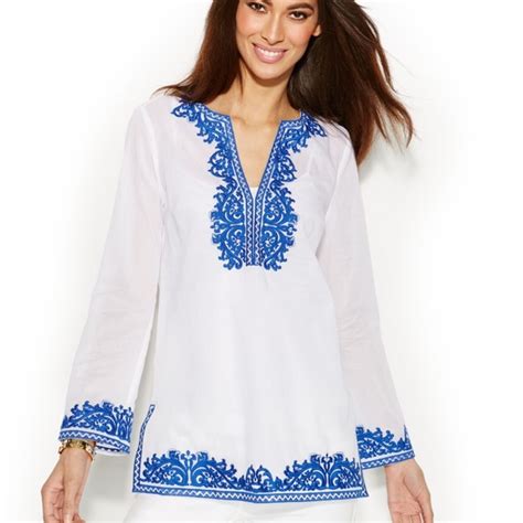 michael kors embroidered tunic|Women's Michael Kors Collection Tunic Sweaters .